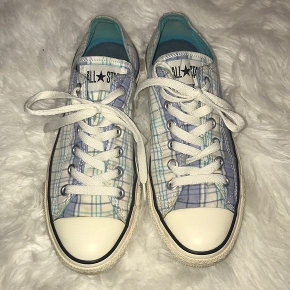 blue plaid converse shoes